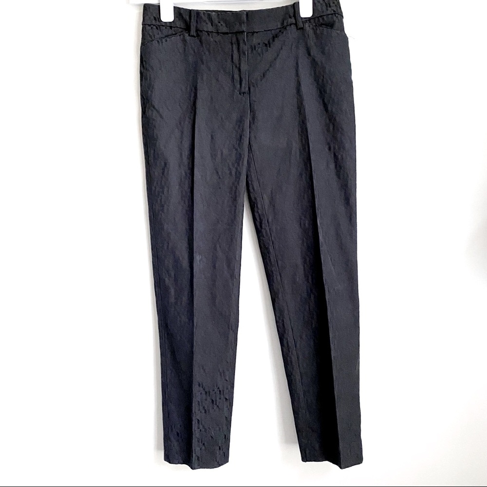 White House Black Market Black Jacquard Slim Pant, Size 4